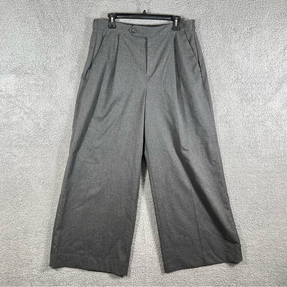 Banana Republic Womens High Rise Trouser Sz 12 Gray Wide Leg Elastic Waist Pants